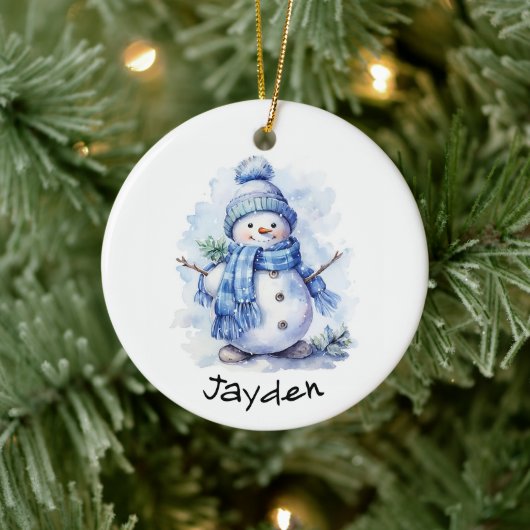 Personalisiert Snowman Keramik Ornament (Baum)