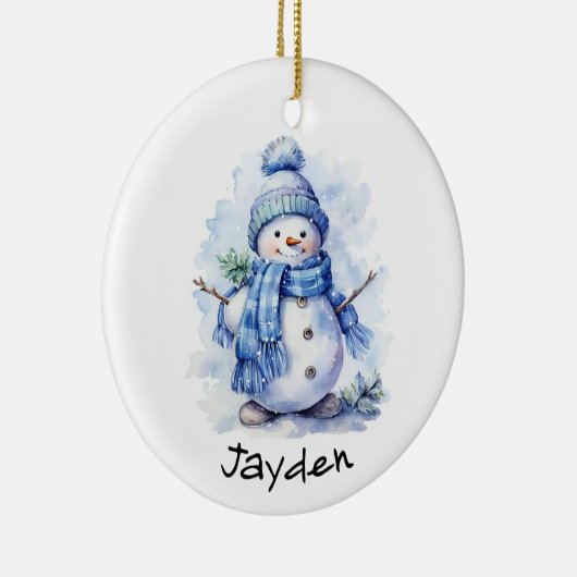 Personalisiert Snowman Keramik Ornament (Rechts)