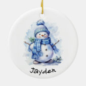 Personalisiert Snowman Keramik Ornament (Hinten)