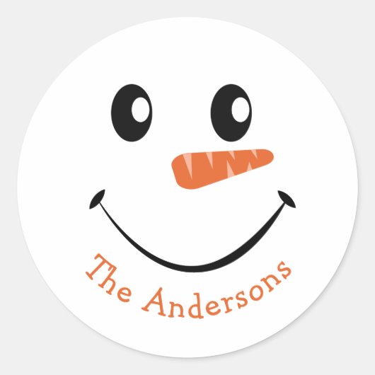 Personalisiert Snowman lächeln Runder Aufkleber (Vorderseite)