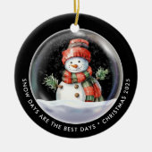 Personalisiert Snowman Snow Globe Foto Keramik Ornament (Vorne)