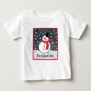 Personalisiert Snowman Weihnachten Baby T-shirt