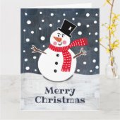 Personalisiert Snowman Weihnachten Karte (Gelbe Blume)