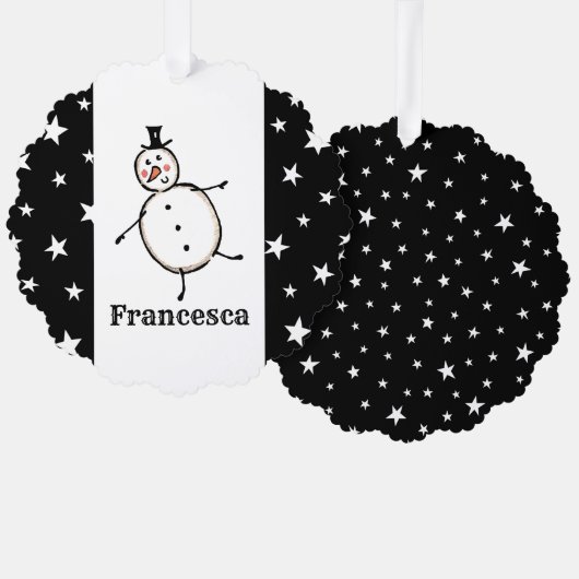 Personalisiert Snowman Weihnachten Ornament Karte (Vorderseite/Rückseite)