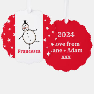 Personalisiert Snowman Weihnachten Ornament Karte