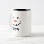 Personalisiert Snowman Weihnachten Zweifarbige Tasse (Vorderseite Links)