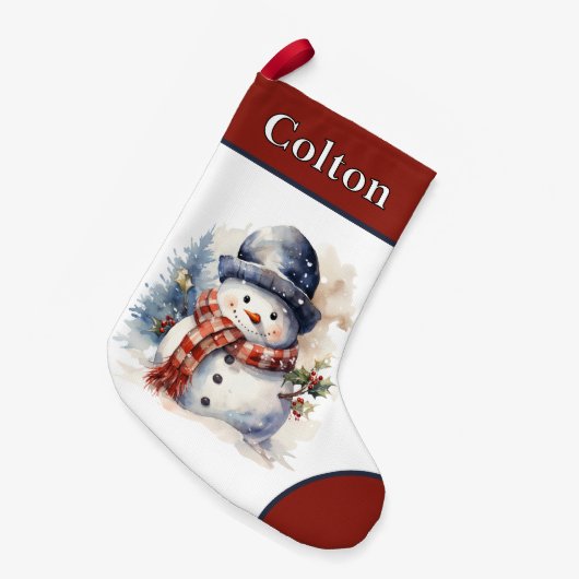 Personalisiert Snowman Weihnachts-Strumpf Kleiner Weihnachtsstrumpf (Vorderansicht (hängend))