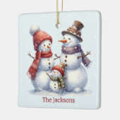 Personalisiert Snowman-Weihnachtsschmuck Keramikornament (Links)