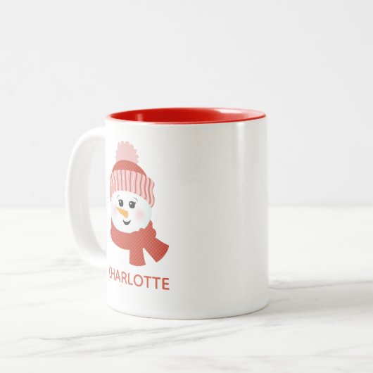 Personalisiert Snowman Zwei-Tone-Kaffee-Tasse Zweifarbige Tasse (Vorderseite Links)