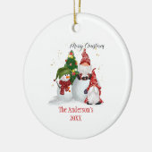 Personalisiert Snowmen Gnomes Weihnachten Keramik Ornament (Links)