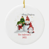 Personalisiert Snowmen Gnomes Weihnachten Keramik Ornament (Hinten)