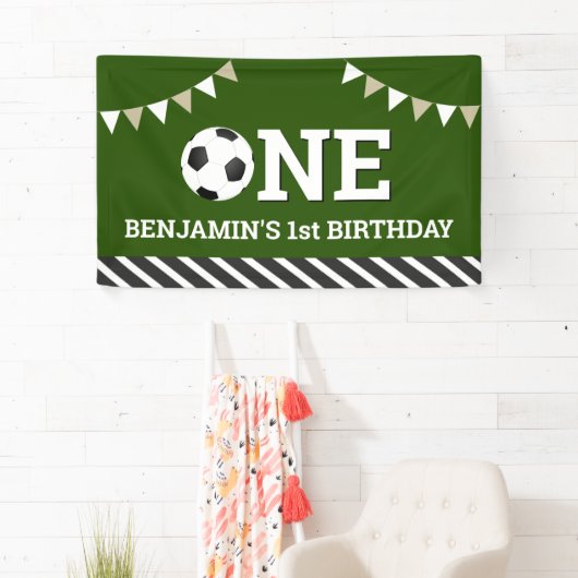 Personalisiert Soccer 1. Geburtstag Party Banner (Insitu)