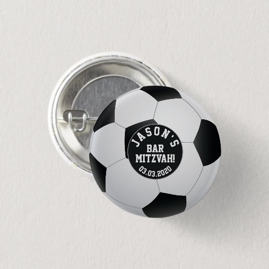 Personalisiert Soccer Bar Mitzvah Gefallen Button (Vorne & Hinten)