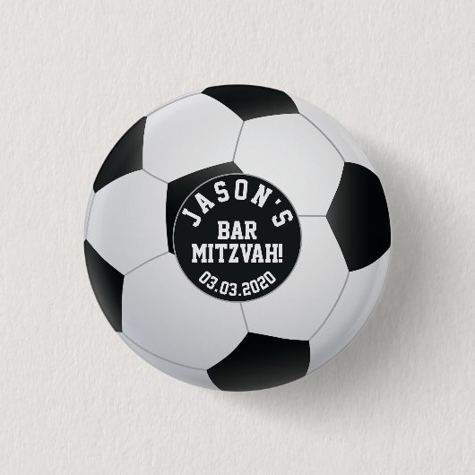 Personalisiert Soccer Bar Mitzvah Gefallen Button (Vorderseite)