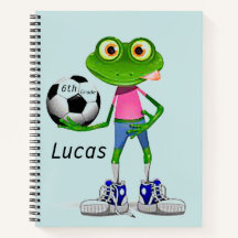 Personalisiert Soccer Frog Kid's Spiral Notebook