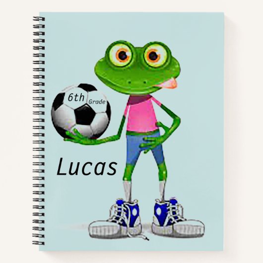 Personalisiert Soccer Frog Kid's Spiral Notebook Notizblock (Vorderseite)