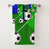 Personalisiert Soccer Jersey Blue mit Weiß Badhandtuch Set (Insitu)