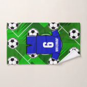 Personalisiert Soccer Jersey Blue mit Weiß Badhandtuch Set (Handtuch)