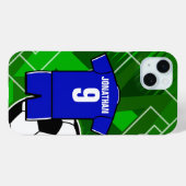 Personalisiert Soccer Jersey Blue mit White Case-Mate iPhone Hülle (Rückseite (Horizontal))