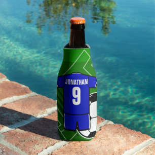Personalisiert Soccer Jersey Blue mit White Flaschenkühler
