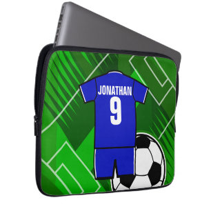 Personalisiert Soccer Jersey Blue mit White Laptopschutzhülle