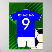 Personalisiert Soccer Jersey Blue und White Poster (Vorne)
