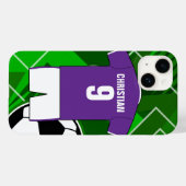 Personalisiert Soccer Jersey Lila und weiß Case-Mate iPhone Hülle (Rückseite (Horizontal))
