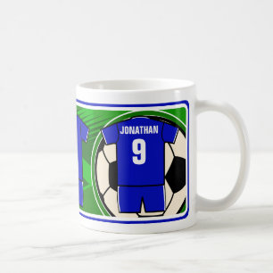 Personalisiert Soccer Jersey Name und Nummer blau Kaffeetasse