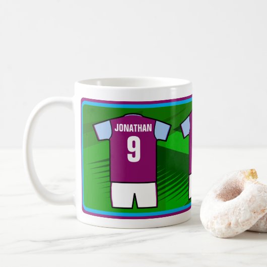 Personalisiert Soccer Jersey Name und Nummer Kaffeetasse (Mit Donut)
