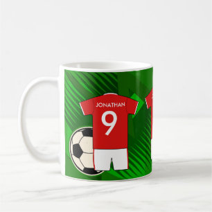 Personalisiert Soccer Jersey Red and White Kaffeetasse
