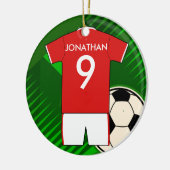 Personalisiert Soccer Jersey Red and White Keramikornament (Links)