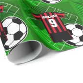 Personalisiert Soccer Jersey Rot und Schwarze Stre Geschenkpapier (Rolleneckpunkt)