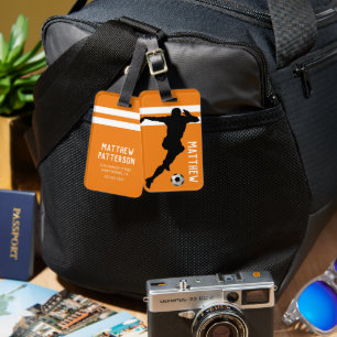 Personalisiert Soccer Mad Footballer Orange Trav Gepäckanhänger