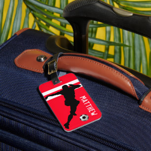 Personalisiert Soccer Mad   Footballer Red Travel Gepäckanhänger