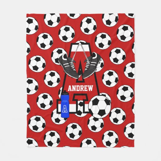 Personalisiert Soccer Monogram Letter A Fleecedecke (Vorderseite)