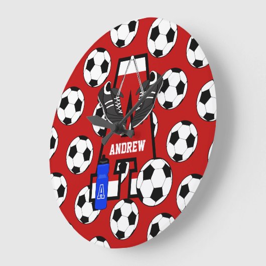 Personalisiert Soccer Monogram Letter A Große Wanduhr (Winkel)