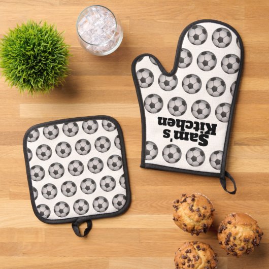 Personalisiert Soccer Ofenhandschuh & Topflappen-Set (Oben Unten)