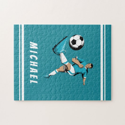 Personalisiert Soccer Player Coole Grafik gestreif Puzzle (Horizontal)