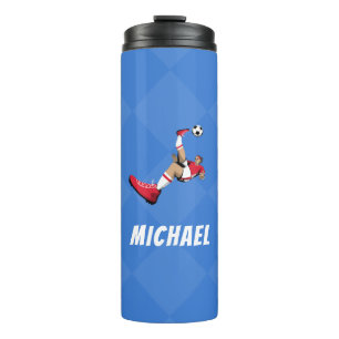 Personalisiert Soccer Player Illustration Cool Boy Thermosbecher