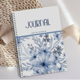 Personalisiert Soft Classic Blue Floral Journal Notizblock