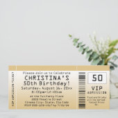 Personalisiert Soft Gold Custom Birthday Ticket Einladung (Stehend Vorderseite)