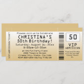 Personalisiert Soft Gold Custom Birthday Ticket Einladung (Vorne/Hinten)