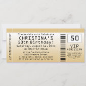 Personalisiert Soft Gold Custom Birthday Ticket Einladung (Vorderseite)