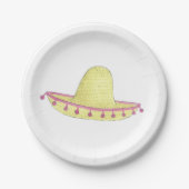 Personalisiert Sombrero Pink Green Fiesta Pappteller (Vorderseite)