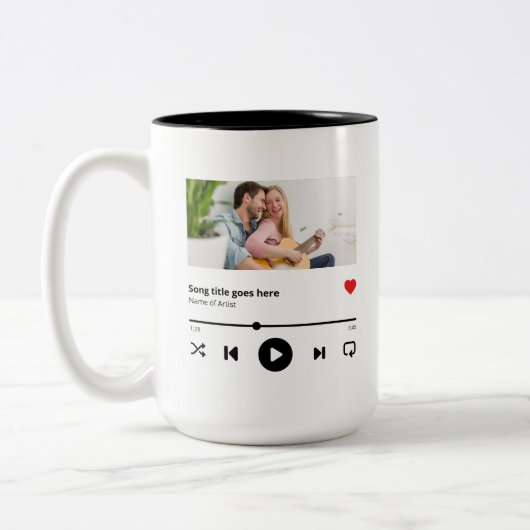 Personalisiert Song Album Foto Music Lover Zweifarbige Tasse (Links)