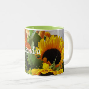 Personalisiert Sonnenblumen Foto Print 11oz Zweifarbige Tasse