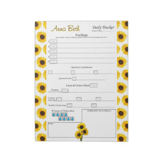 Personalisiert Sonnenblumen täglich 6 Essenszeitsc Notizblock