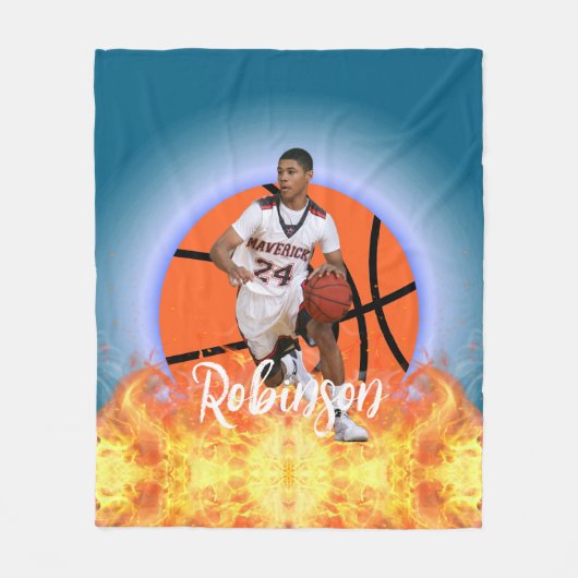Personalisiert Space Basketball Player Foto Fleecedecke (Vorderseite)