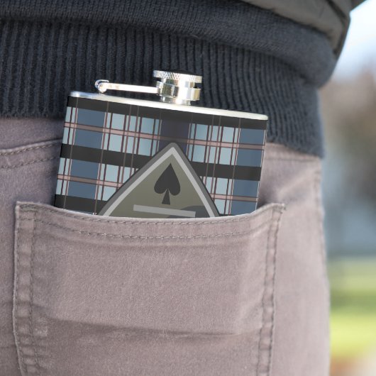 Personalisiert Spade Poker Blue Kariert Flask Flachmann (Beispiel)