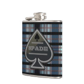 Personalisiert Spade Poker Blue Kariert Flask Flachmann (Links)